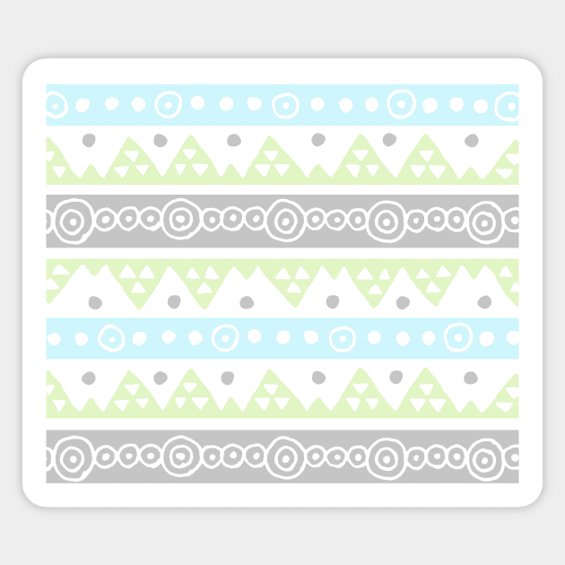 Mint Blue grey hand Drawn Tribal Sticker by dreamingmind